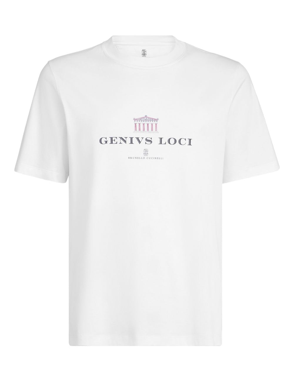 T-shirt girocollo con stampa in bianco Brunello cucinelli - uomo 