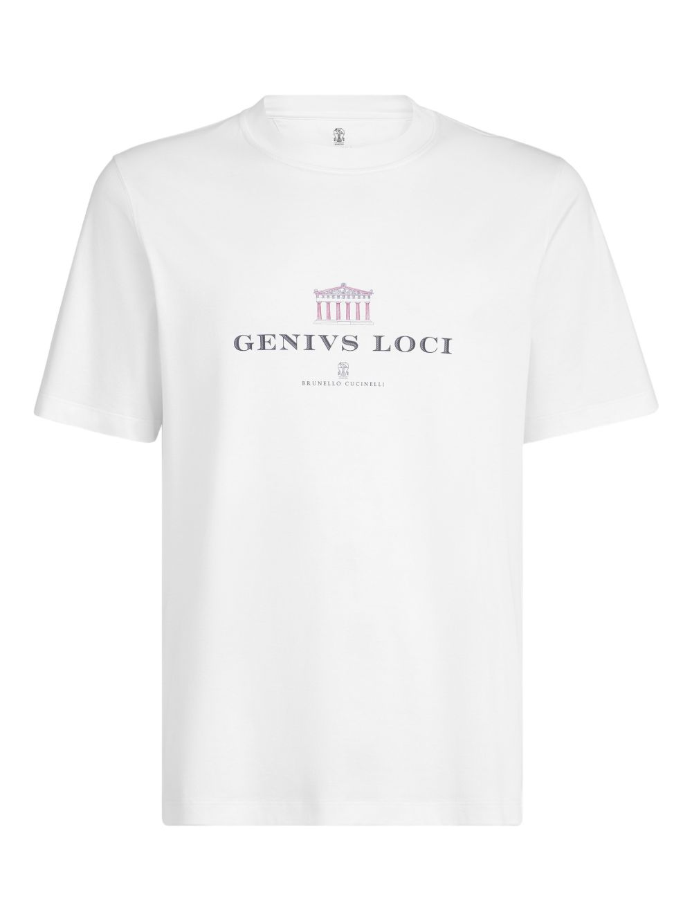 T-shirt girocollo con stampa in bianco Brunello cucinelli - uomo 