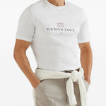 T-shirt girocollo con stampa in bianco Brunello cucinelli - uomo 