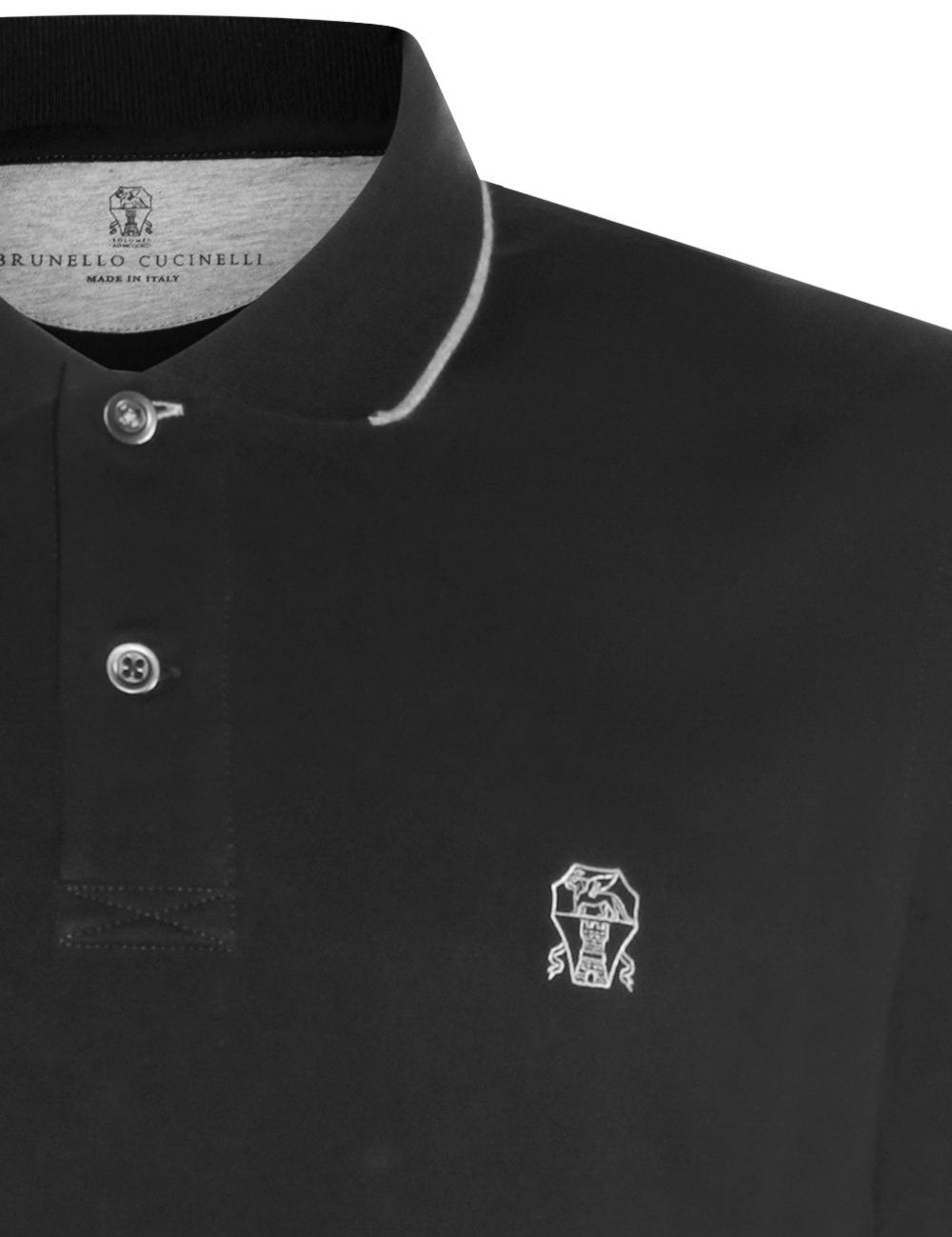 Polo con logo in nero Brunello cucinelli - uomo 
