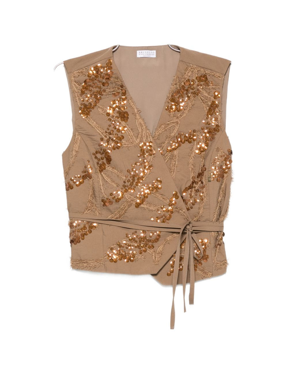Gilet decorato con paillettes in marrone Brunello cucinelli - donna 