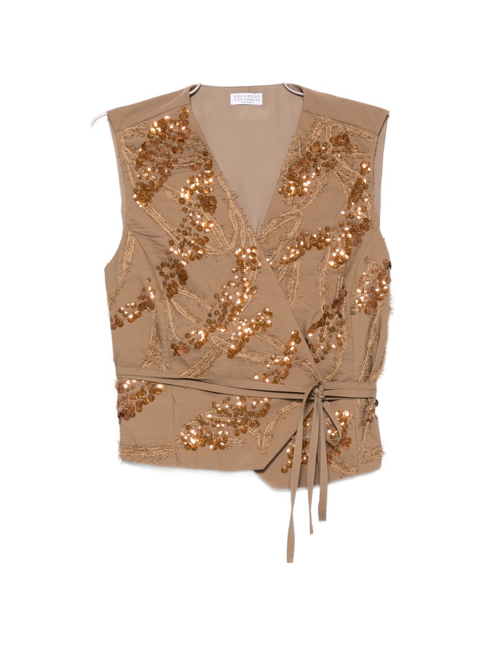 Gilet decorato con paillettes in marrone Brunello cucinelli - donna 
