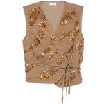 Gilet decorato con paillettes in marrone Brunello cucinelli - donna 