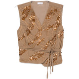 Gilet decorato con paillettes in marrone Brunello cucinelli - donna 