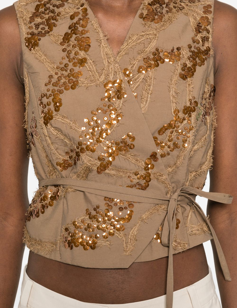 Gilet decorato con paillettes in marrone Brunello cucinelli - donna 