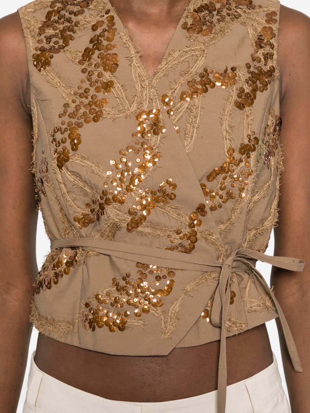 Gilet decorato con paillettes in marrone Brunello cucinelli - donna 
