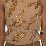 Gilet decorato con paillettes in marrone Brunello cucinelli - donna 