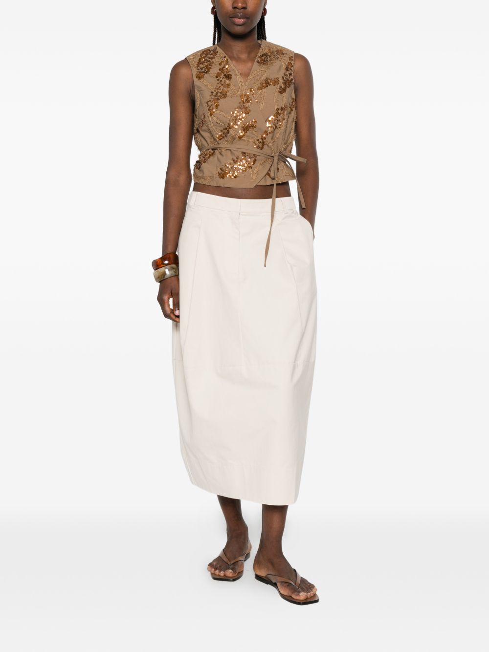Gilet decorato con paillettes in marrone Brunello cucinelli - donna 