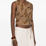 Gilet decorato con paillettes in marrone Brunello cucinelli - donna 
