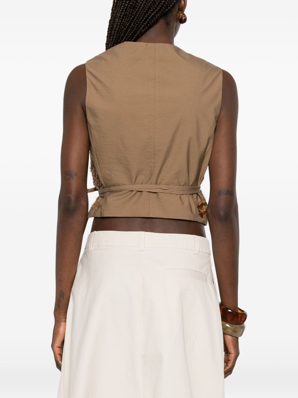 Gilet decorato con paillettes in marrone Brunello cucinelli - donna 