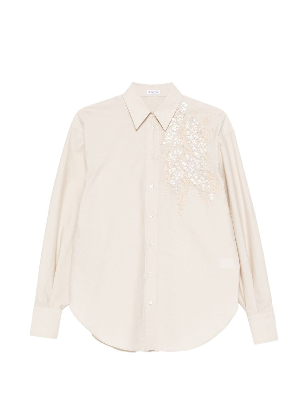 Camicia con ricamo paillettes in rosa brunello cucinelli - donna 