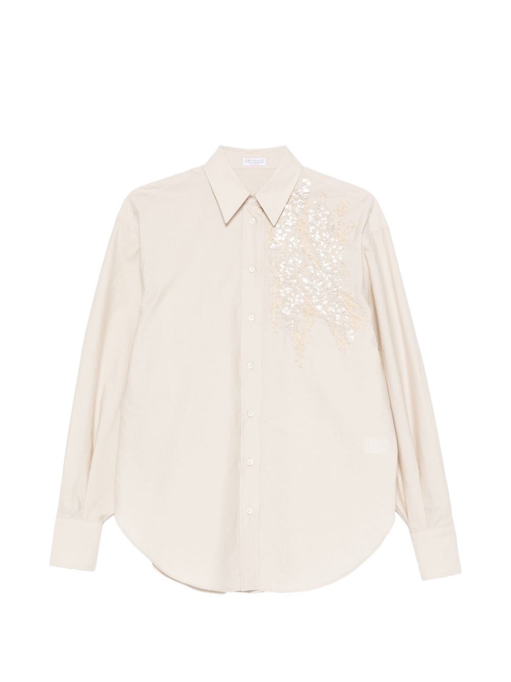Camicia con ricamo paillettes in rosa brunello cucinelli - donna 