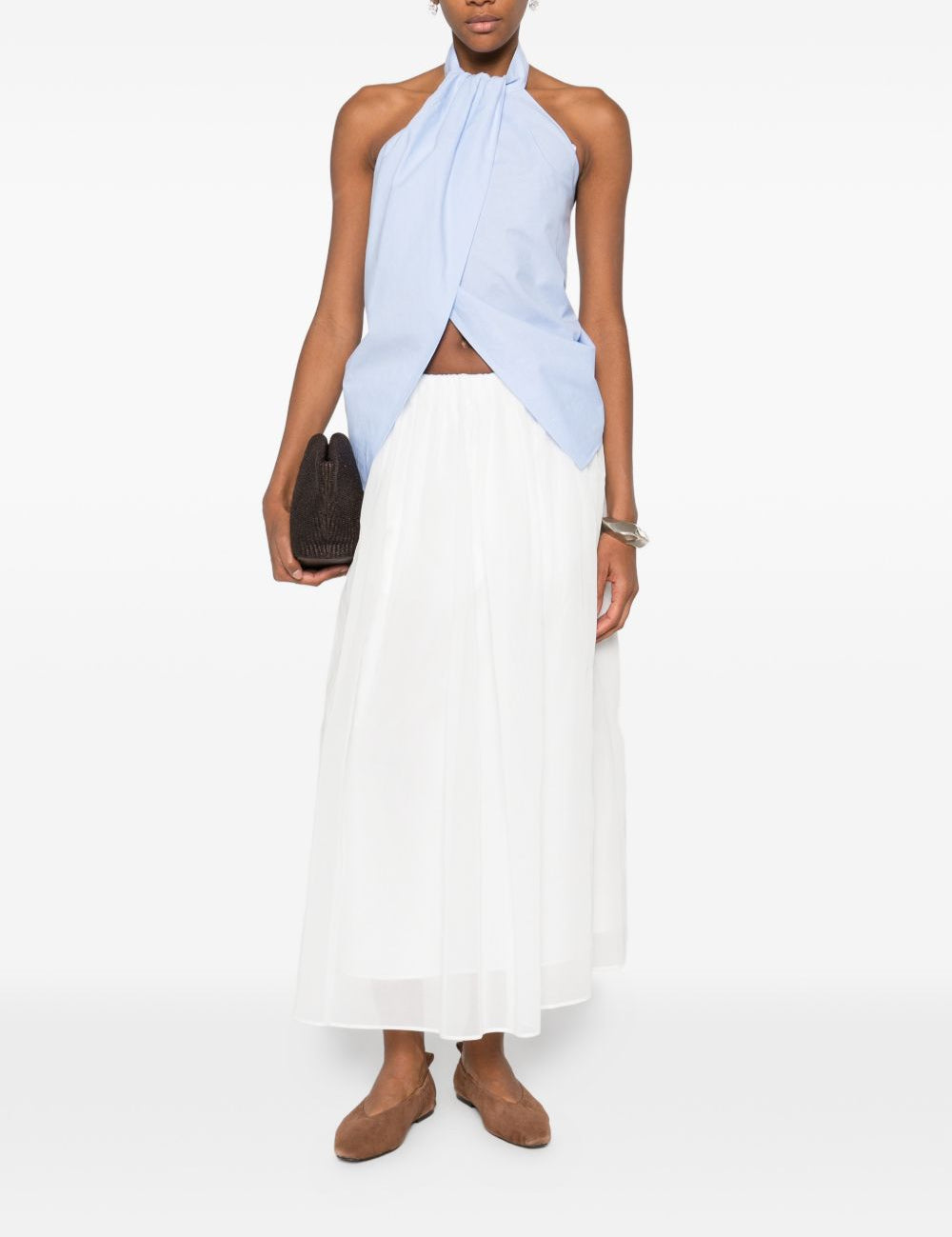 Gonna maxi svasata  in bianco Brunello cucinelli - donna 