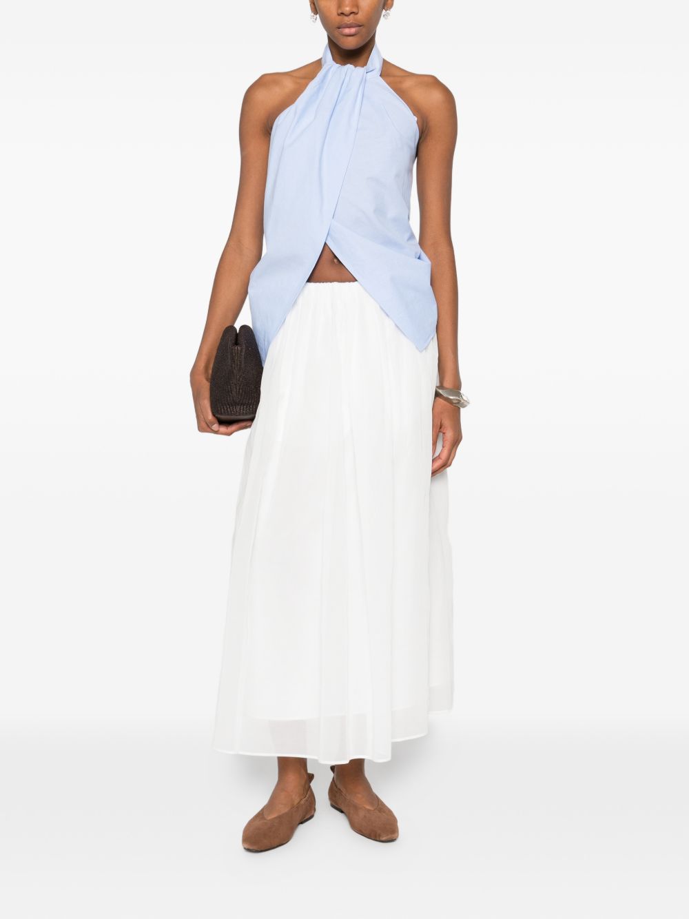 Gonna maxi svasata  in bianco Brunello cucinelli - donna 