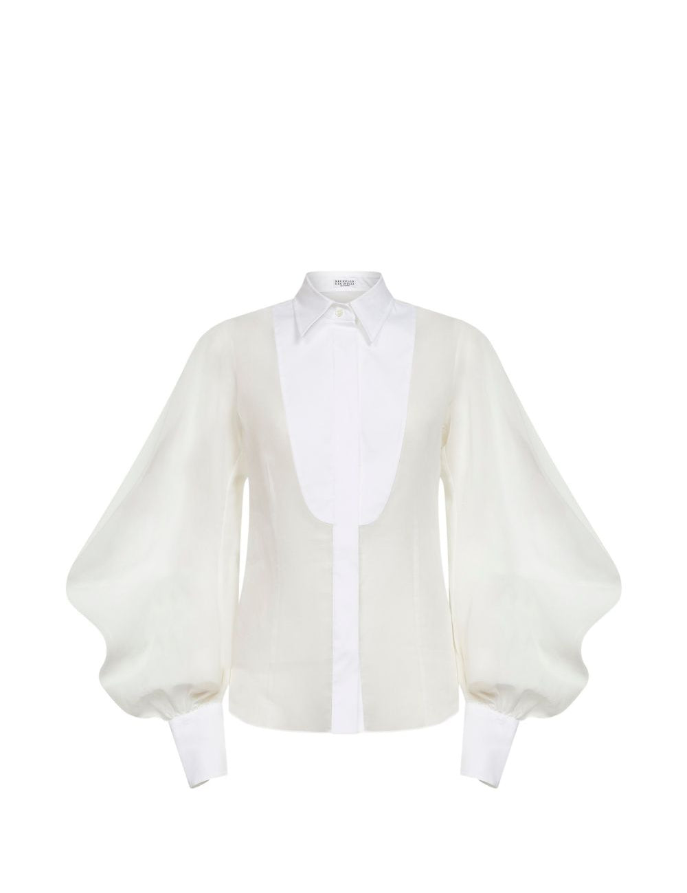 Camicia con maniche bishop in bianco Brunello Cucinelli - donna 