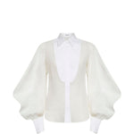 Camicia con maniche bishop in bianco Brunello Cucinelli - donna 