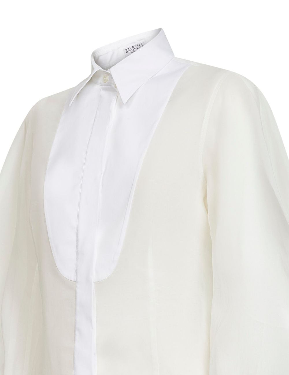 Camicia con maniche bishop in bianco Brunello Cucinelli - donna 