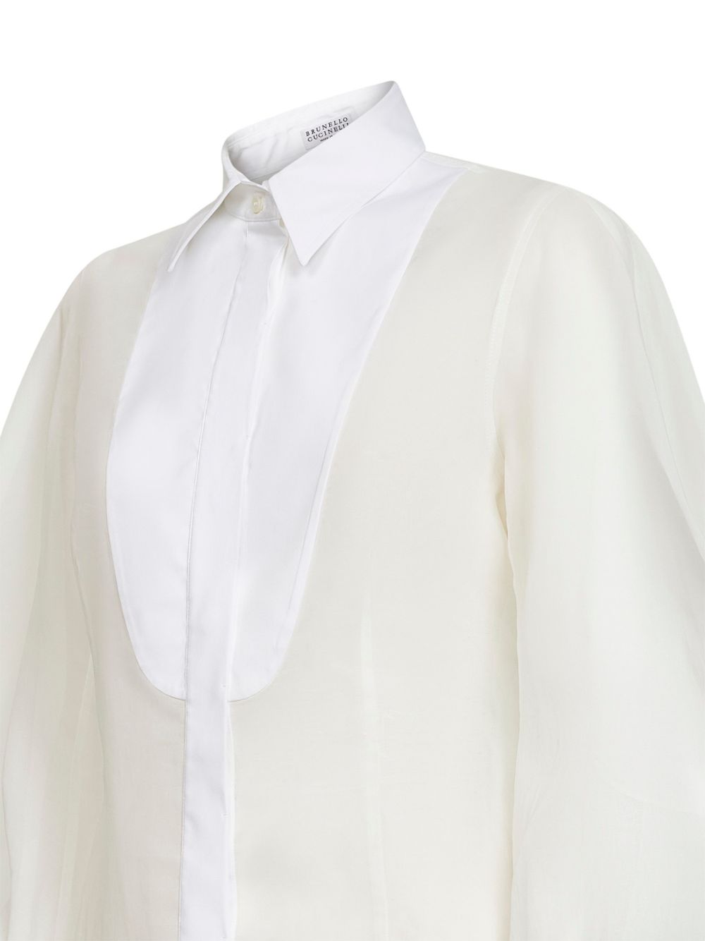 Camicia con maniche bishop in bianco Brunello Cucinelli - donna 