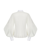 Camicia con maniche bishop in bianco Brunello Cucinelli - donna 