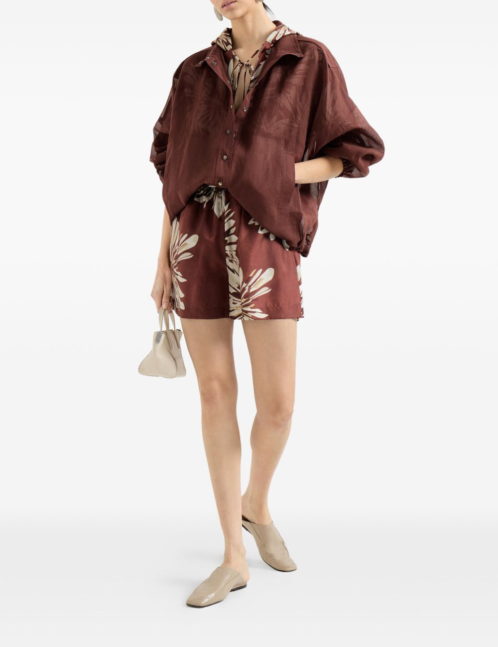Camicia leggera con bottoni in bordeaux brunello cucinelli - donna 