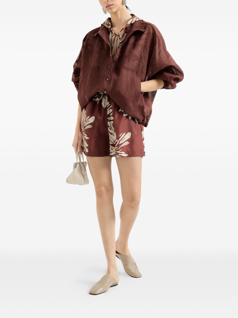 Camicia leggera con bottoni in bordeaux brunello cucinelli - donna 