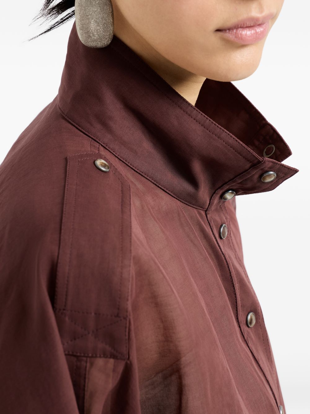 Camicia leggera con bottoni in bordeaux brunello cucinelli - donna 