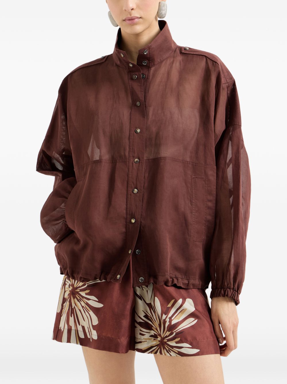 Camicia leggera con bottoni in bordeaux brunello cucinelli - donna 