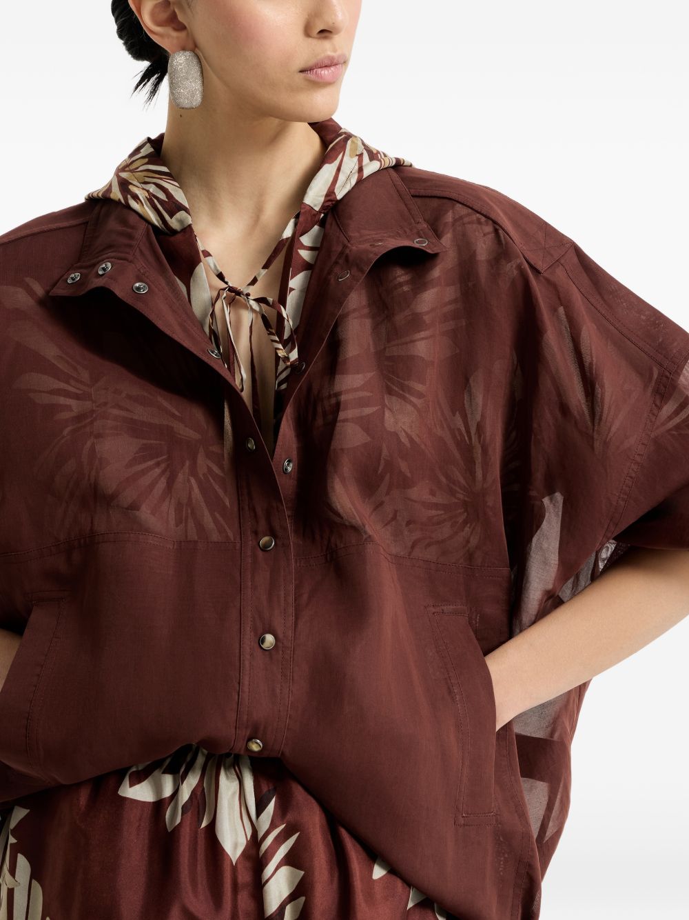 Camicia leggera con bottoni in bordeaux brunello cucinelli - donna 