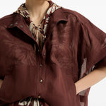 Camicia leggera con bottoni in bordeaux brunello cucinelli - donna 