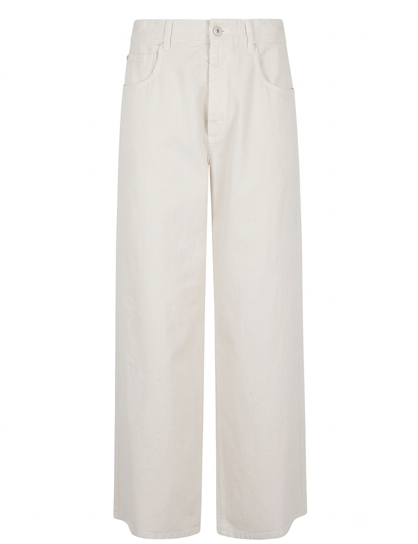 Jeans a gamba dritta in avorio 