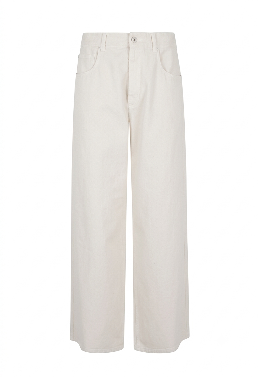 Jeans a gamba dritta in avorio 
