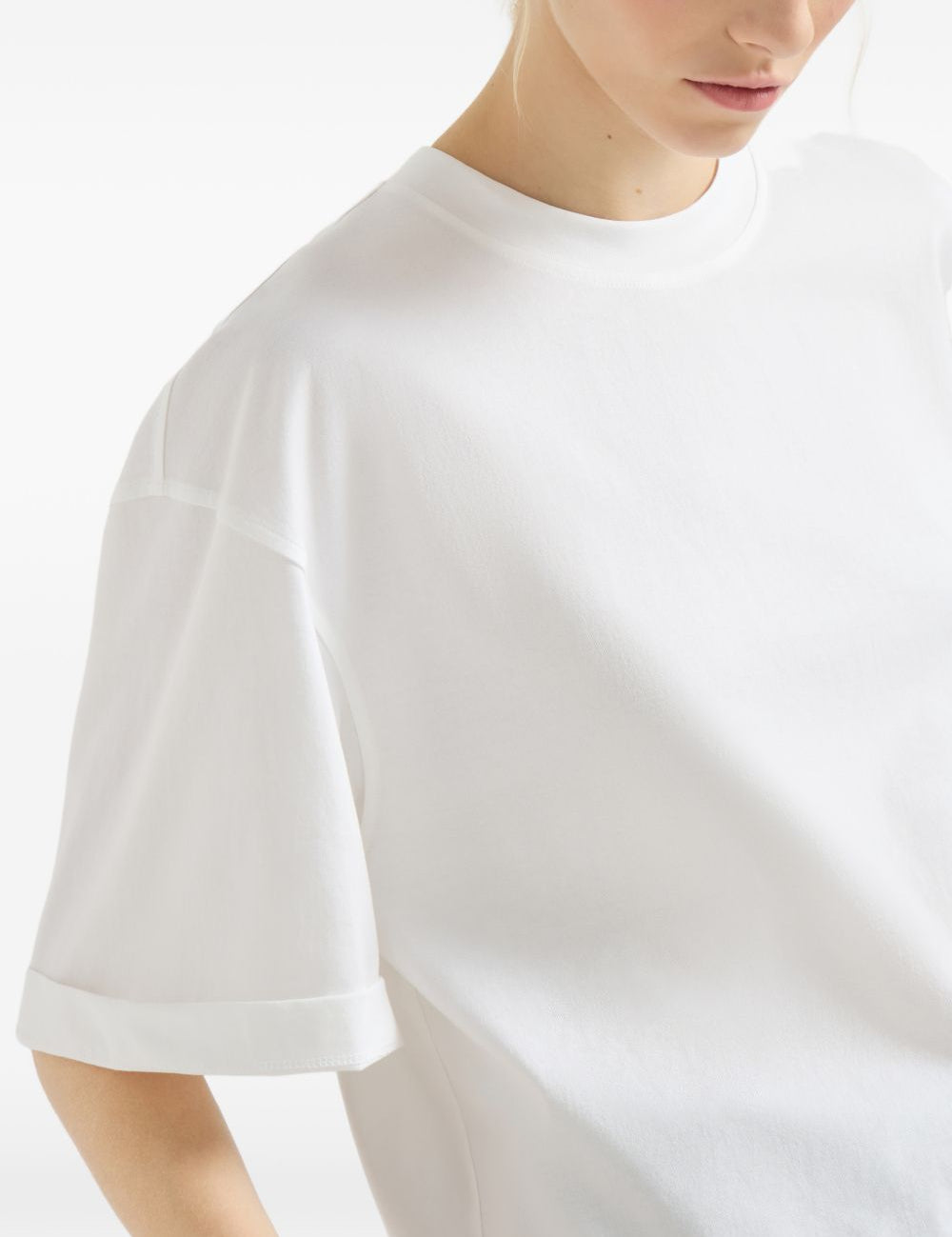 T-shirt girocollo in bianco Brunello cucinelli - donna 