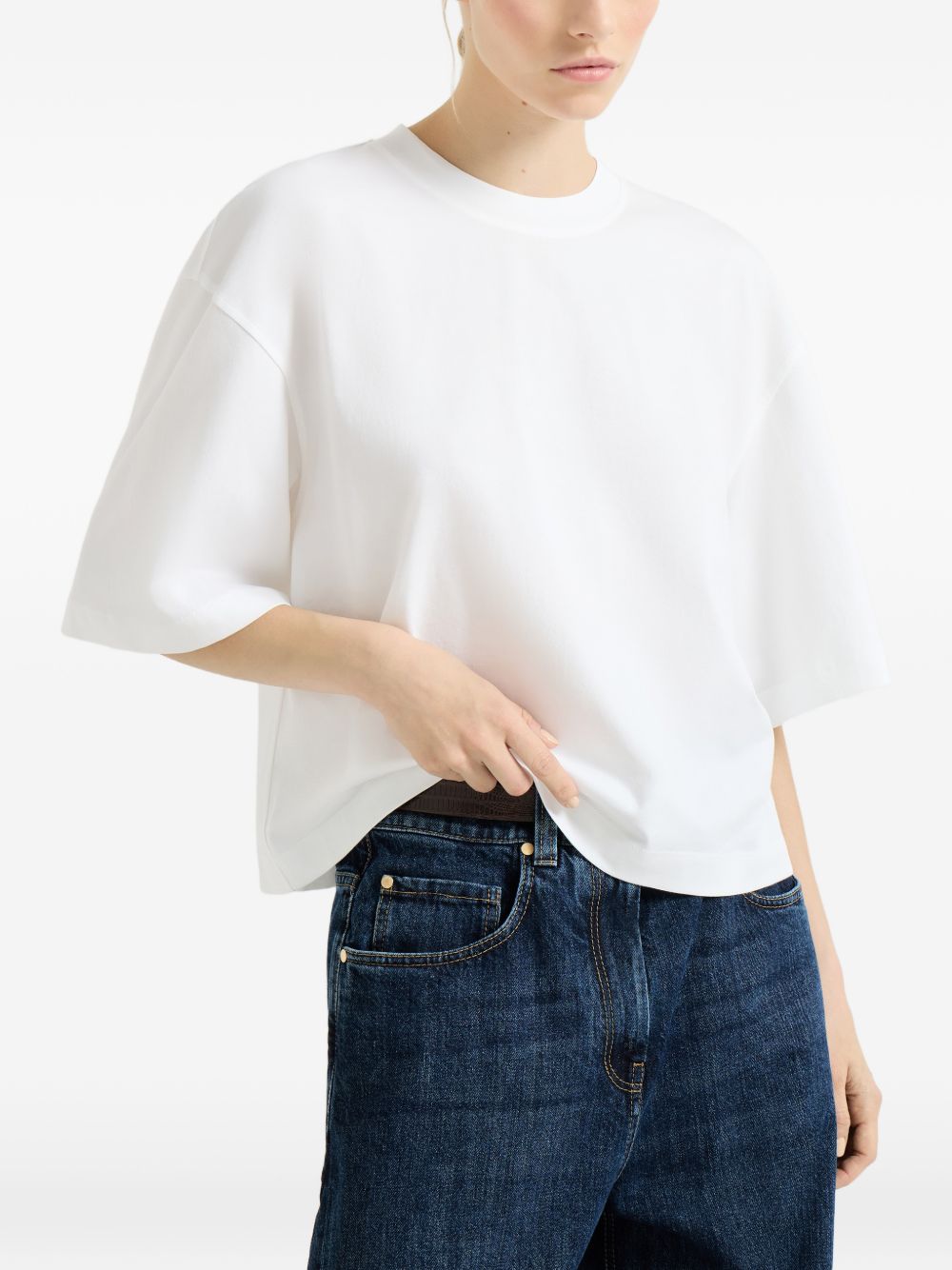 T-shirt girocollo in bianco Brunello cucinelli - donna 