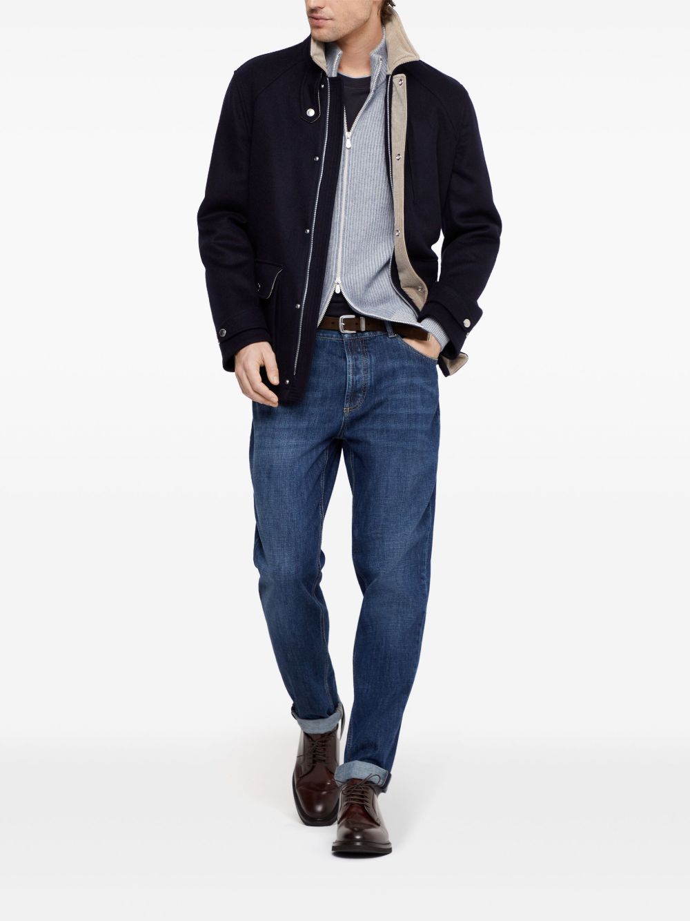 Jeans affusolati a vita media in blu Brunello Cucinelli - uomo 