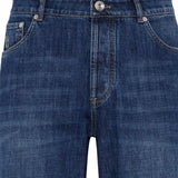 Jeans affusolati a vita media in blu Brunello Cucinelli - uomo 