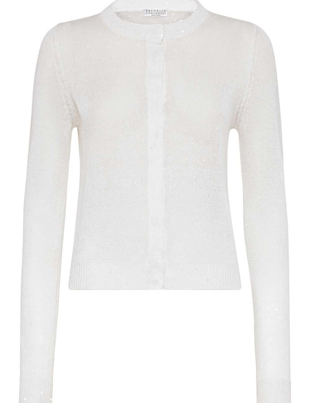 Cardigan con chiusura nascosta in bianco Brunello cucinelli - donna 