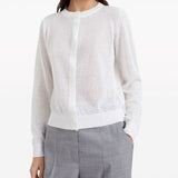 Cardigan con chiusura nascosta in bianco Brunello cucinelli - donna 