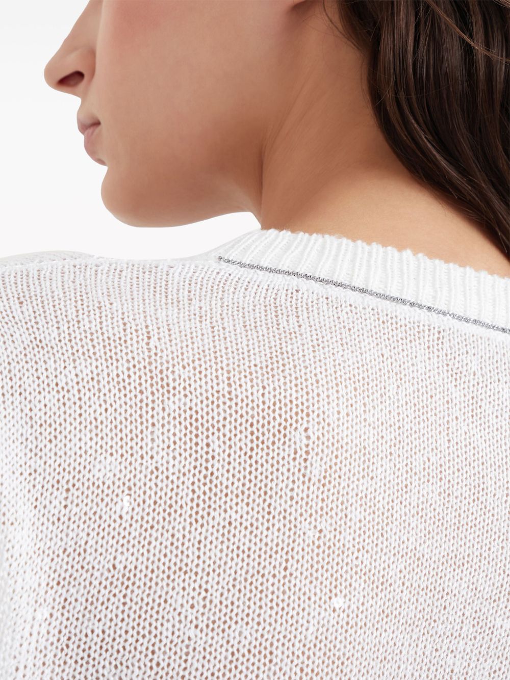 Cardigan con chiusura nascosta in bianco Brunello cucinelli - donna 