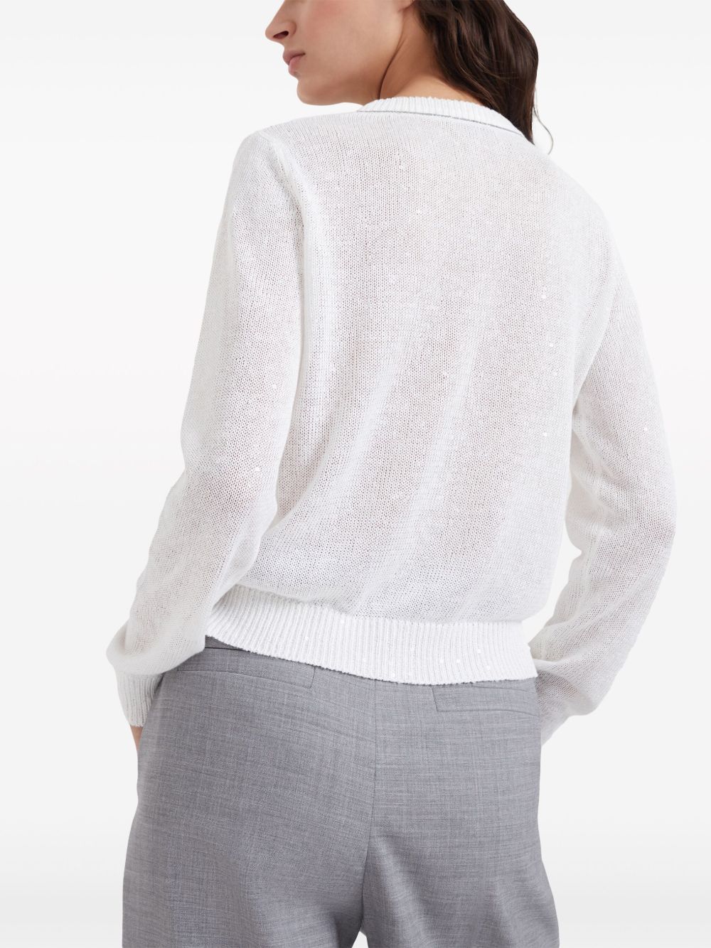 Cardigan con chiusura nascosta in bianco Brunello cucinelli - donna 