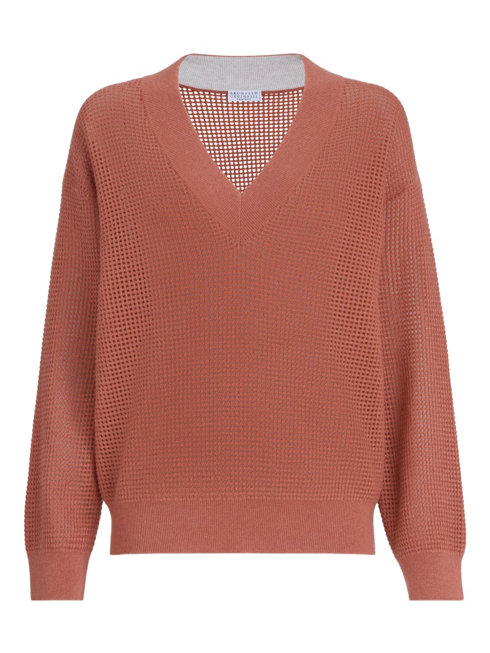 Maglione con scollo a V in arancione Brunello cucinelli - donna 