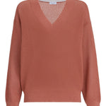 Maglione con scollo a V in arancione Brunello cucinelli - donna 