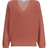 Maglione con scollo a V in arancione Brunello cucinelli - donna 