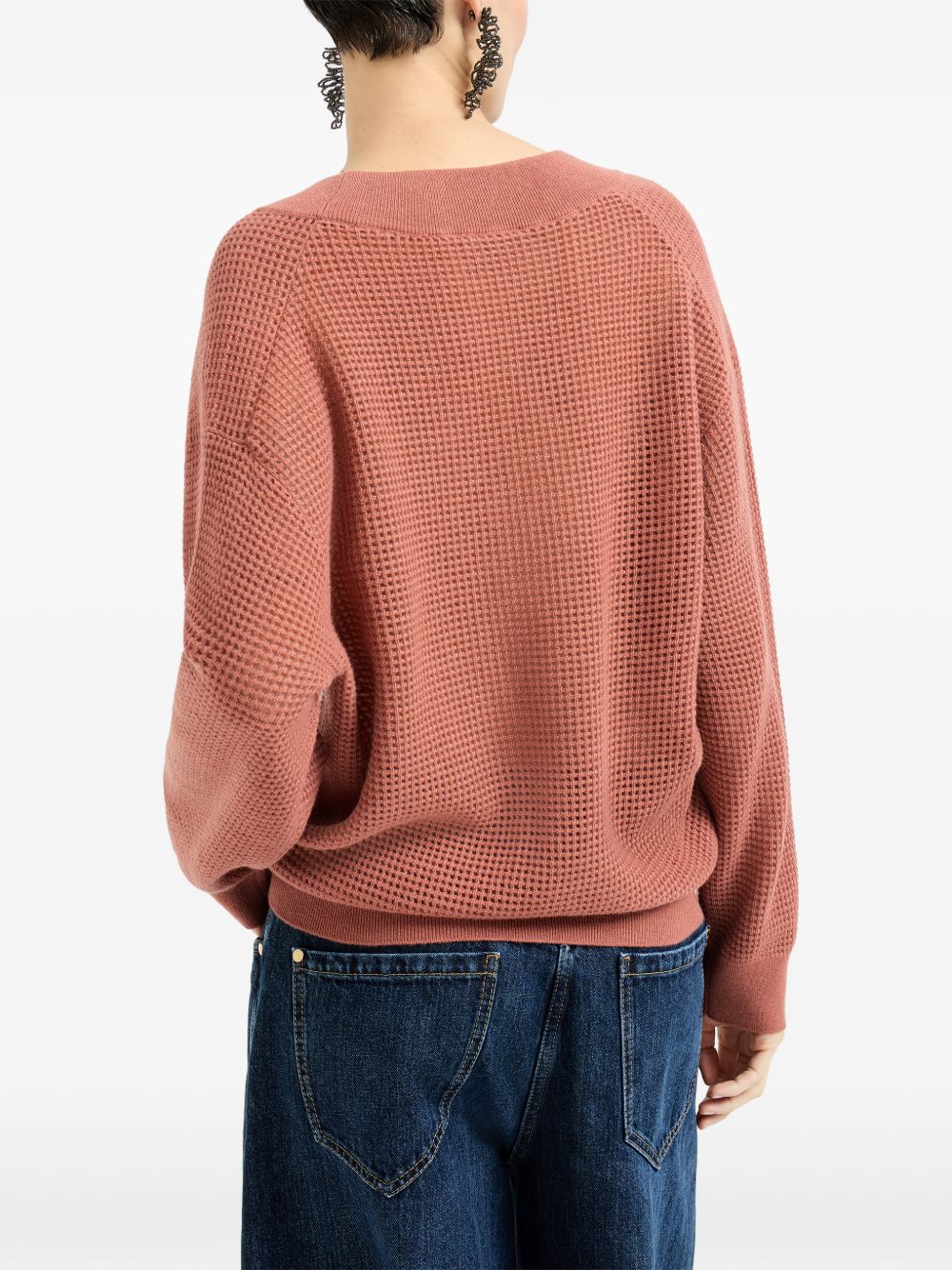 Maglione con scollo a V in arancione Brunello cucinelli - donna 