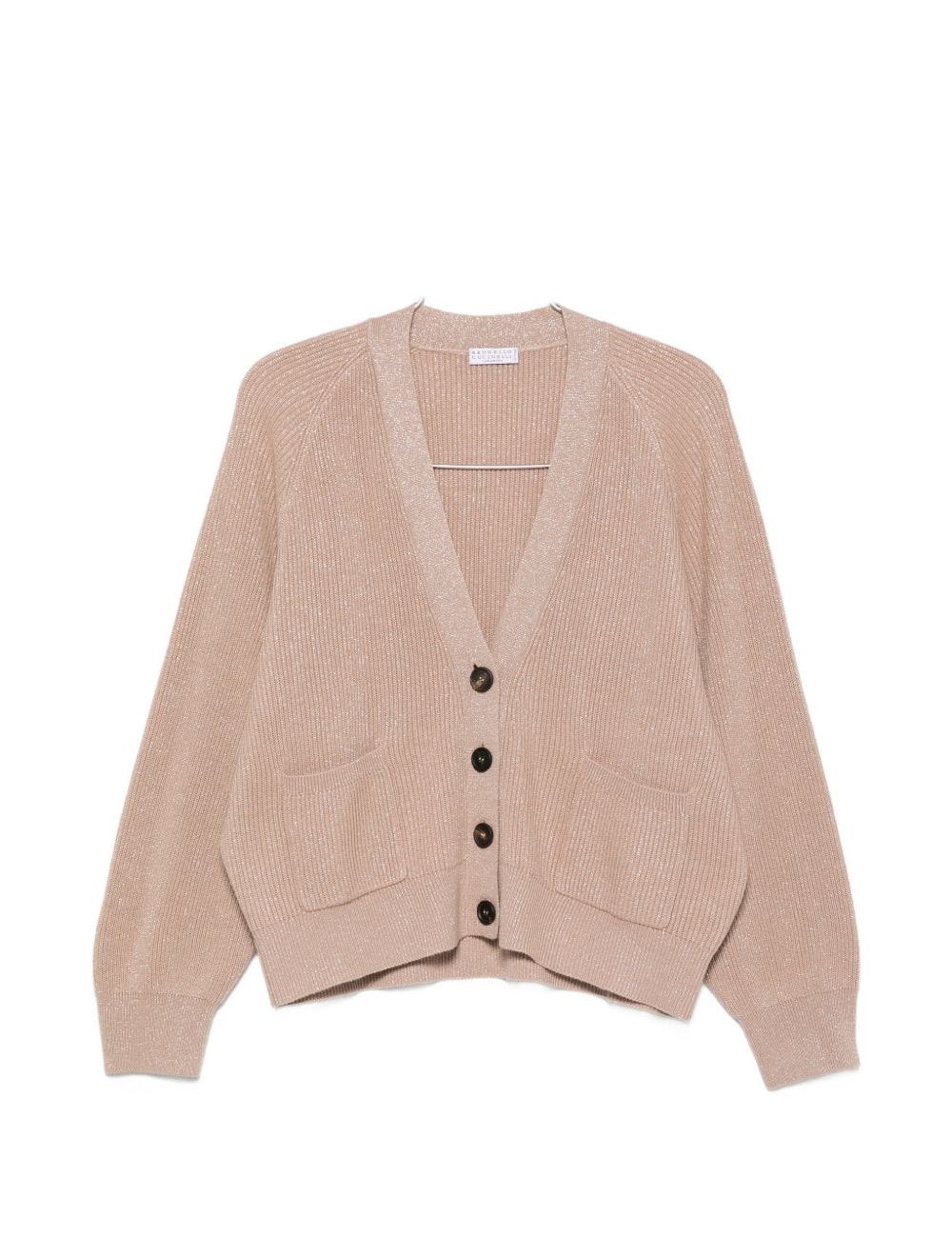 Cardigan a coste con bottoni in beige Brunello cucinelli - donna 