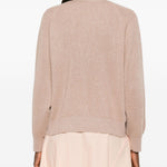 Cardigan a coste con bottoni in beige Brunello cucinelli - donna 