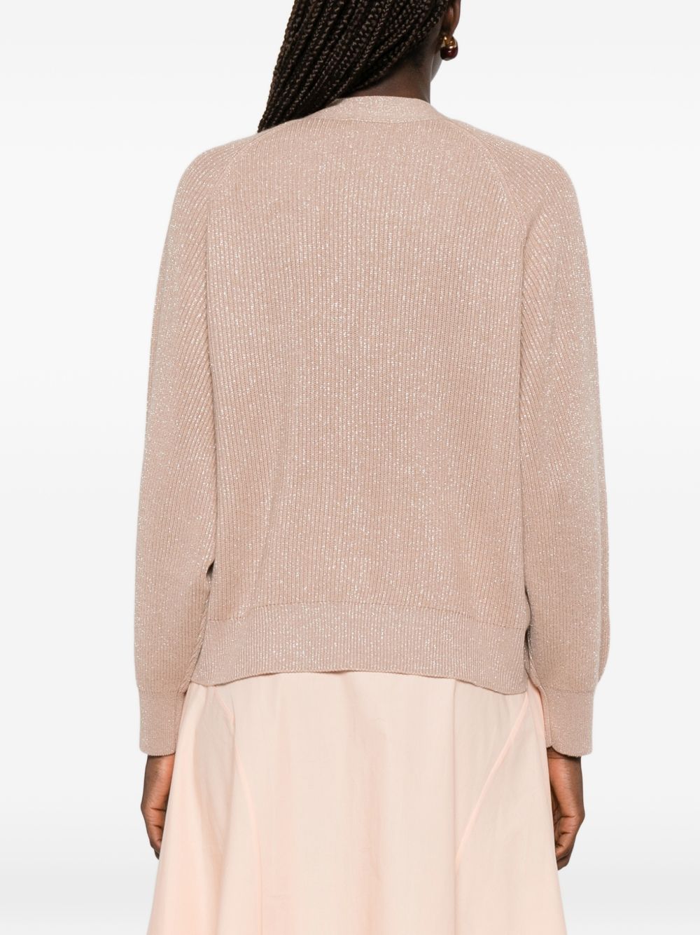 Cardigan a coste con bottoni in beige Brunello cucinelli - donna 