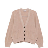 Cardigan a coste con bottoni in beige Brunello cucinelli - donna 