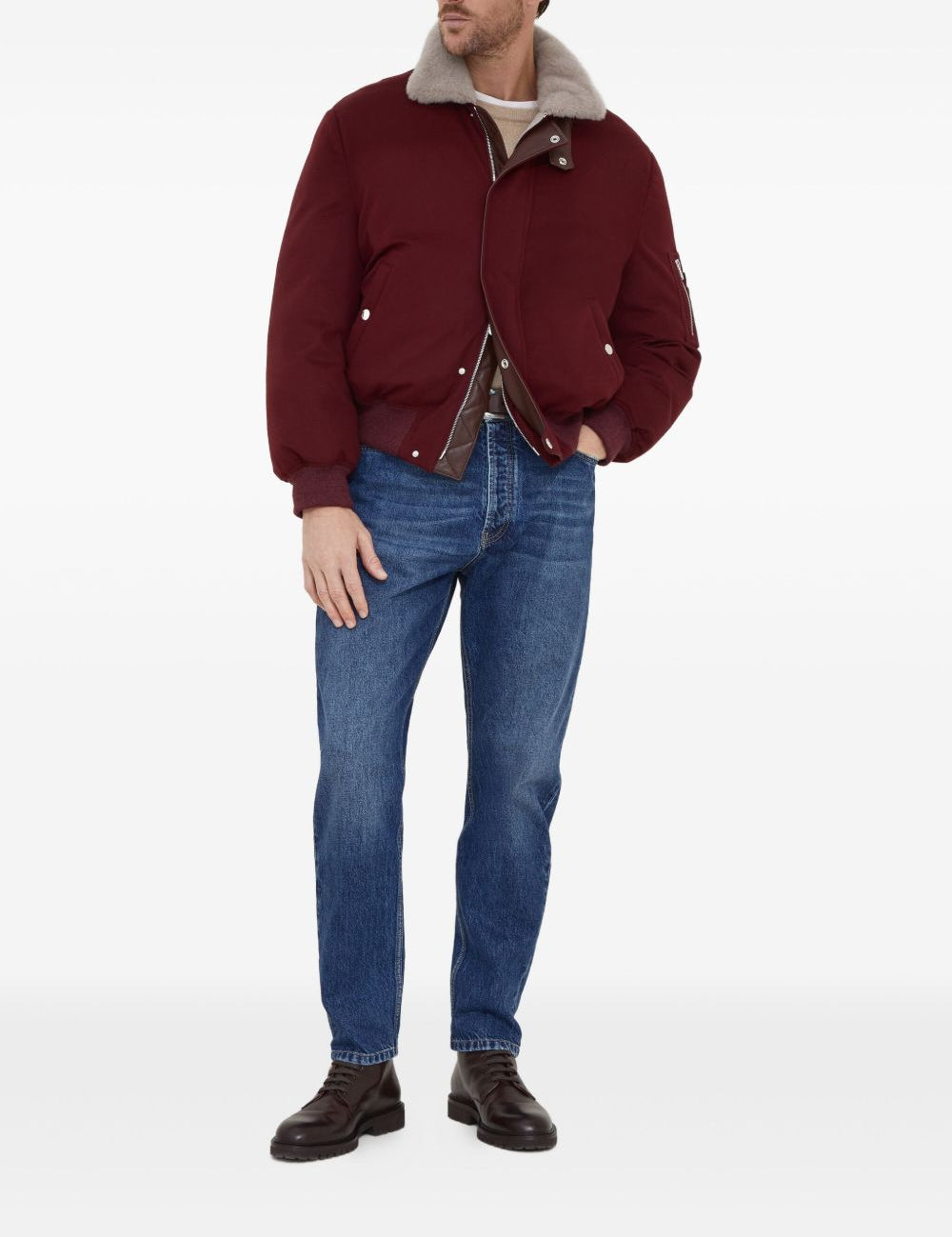 Maglione a girocollo in beige Brunello cucinelli - uomo 