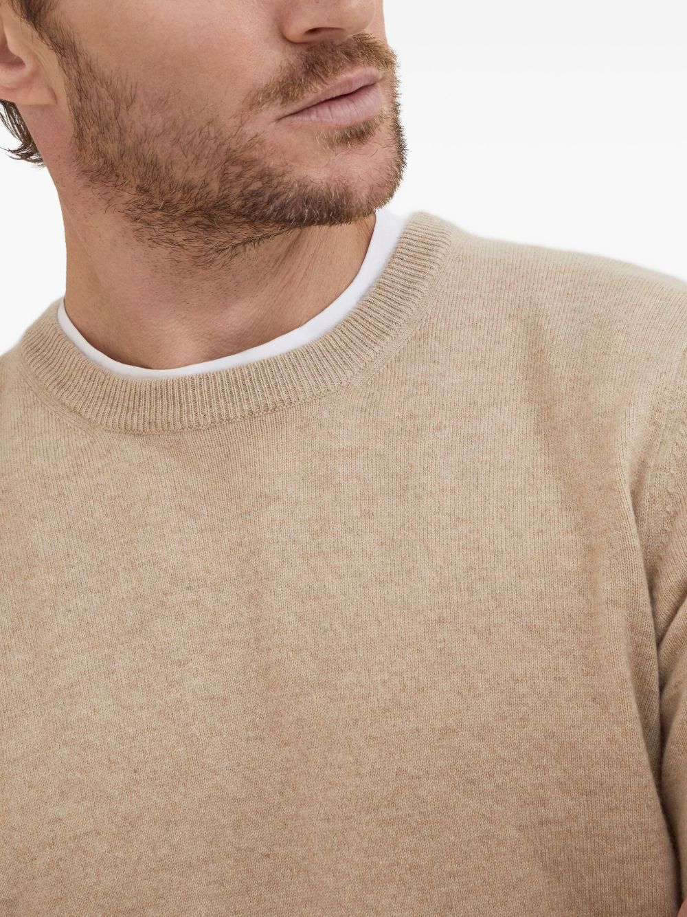Maglione a girocollo in beige Brunello cucinelli - uomo 