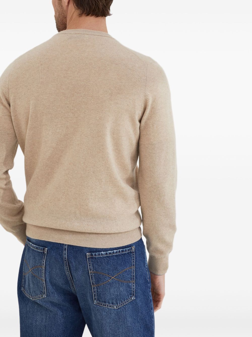 Maglione a girocollo in beige Brunello cucinelli - uomo 